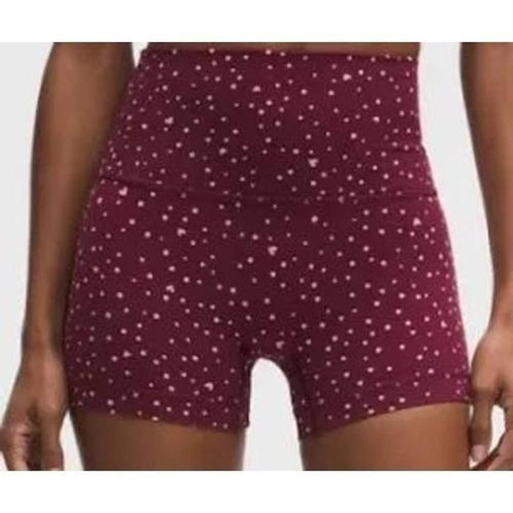 Lululemon Align No Line HR Short 4" Heart Scatter Dot White burgundy 10 NWT